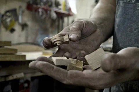 Tools and accessories for wood processing close up Stock Photos