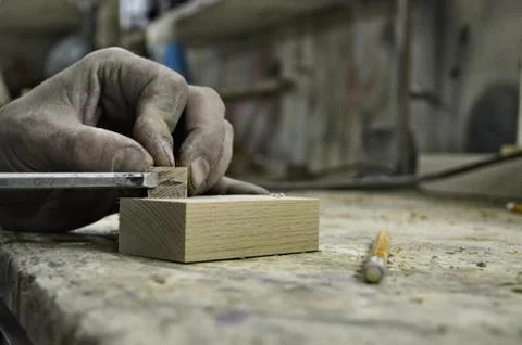 Tools and accessories for wood processing close up Stock Photos