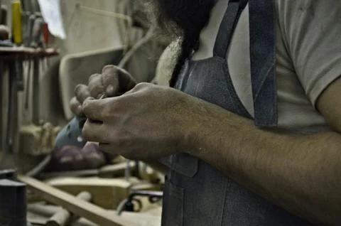 Tools and accessories for wood processing close up Stock Photos