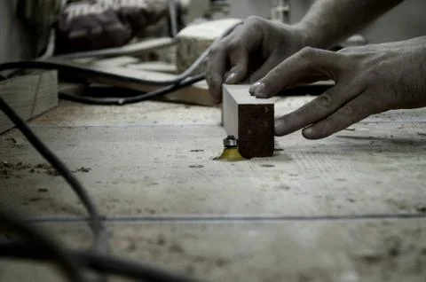 Tools and accessories for wood processing close up Stock Photos