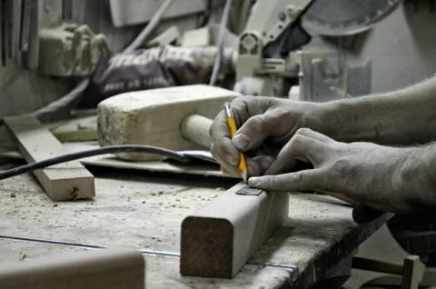 Tools and accessories for wood processing close up Stock Photos