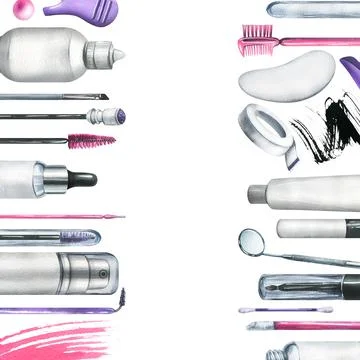 Tools and cosmetics for the master of eyelash and eyebrow extension and Stock Illustration