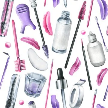 Tools and cosmetics for the master of eyelash and eyebrow extension and Stock Illustration