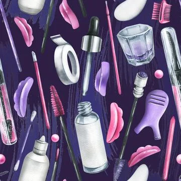 Tools and cosmetics for the master of eyelash and eyebrow extension and Stock Illustration