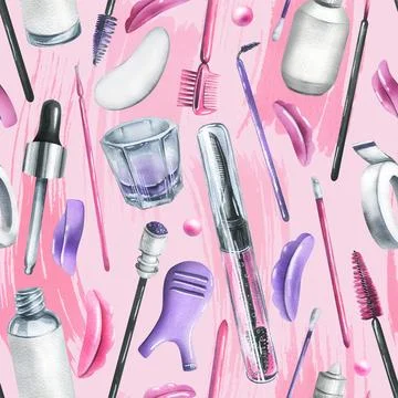 Tools and cosmetics for the master of eyelash and eyebrow extension and Stock Illustration
