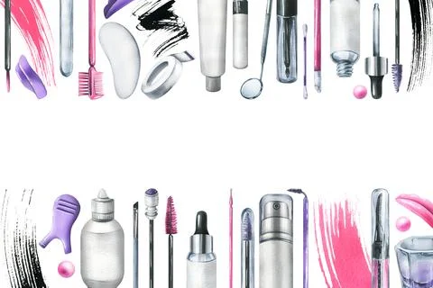 Tools and cosmetics for the master of eyelash and eyebrow extension and Stock Illustration