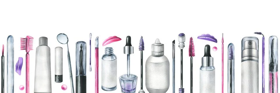 Tools and cosmetics for the master of eyelash and eyebrow extension and Stock Illustration
