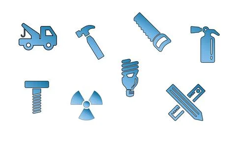Tools and equipment icons in gradient color Stock Illustration