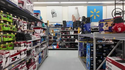 Tools and hardware at Walmart motion tour Stock Footage 259861193