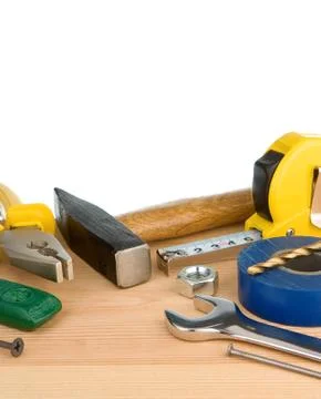 Tools and instruments isolated on white Stock Photos