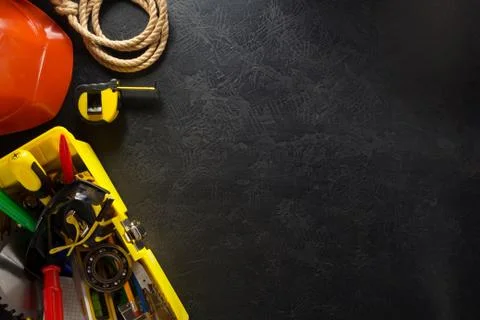 Tools and instruments in toolbox Stock Photos