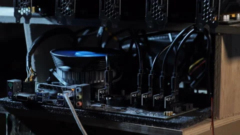 Tools and machinery for mining cryptocurrency Bitcoin Video stock 87716236