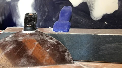 Tools and Materials for Doing Drywall Sheetrock Instillation and Repair. Stock Footage 246561802