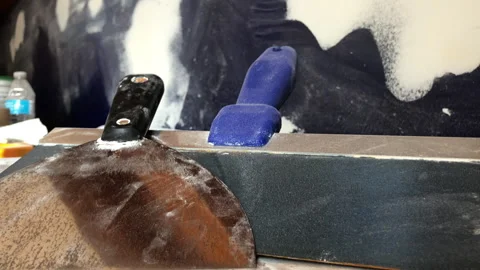 Tools and Materials for Doing Drywall Sheetrock Instillation and Repair. Stock Footage 246562818