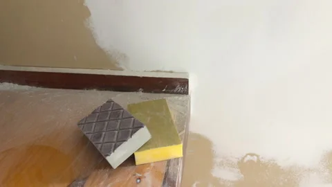 Tools and Materials for Doing Drywall Sheetrock Instillation and Repair. Stock Footage 246564936