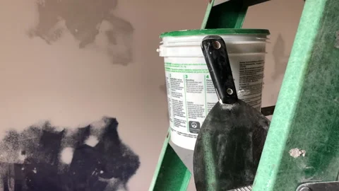 Tools and Materials for Doing Drywall Sheetrock Instillation and Repair. Stock Footage 246565322