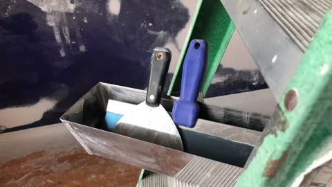 Tools and Materials for Doing Drywall Sheetrock Instillation and Repair. Stock Footage 246565342