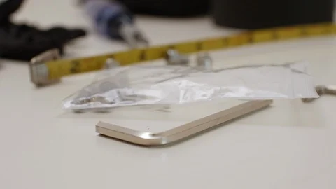 Tools and measuring tape on table Stock Footage 128846208