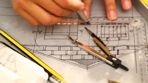 Tools and papers with sketches Stock Footage 150713726