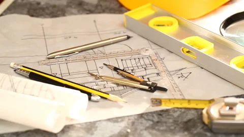Tools and papers with sketches Stock Footage 150713859