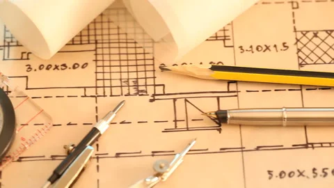 Tools and papers with sketches Stock Footage 150714037