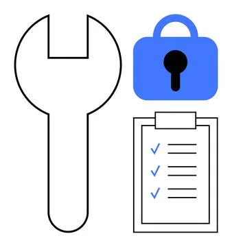 Tools and Security Key Elements for Safe Project Management and Maintenance Stock Illustration