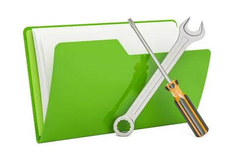 Tools and settings, computer folder icon. 3D rendering Stock Illustration