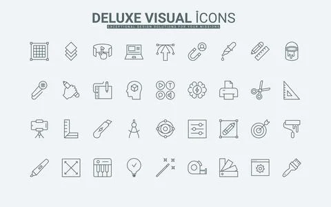 Tools and software for art design, vision and creative ideas of artist line Stock Illustration