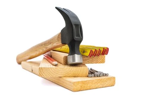 Tools and work equipment for carpenter. Carpentry. Foto stock
