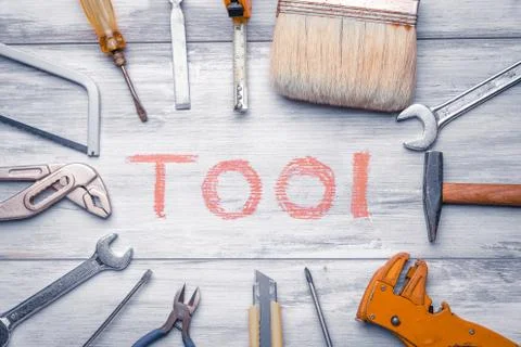 Tools and written Tool c Stock Photos