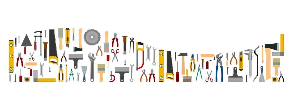 Tools background vector. Isolated on white. Instruments of a carpenter, joine Stock Illustration