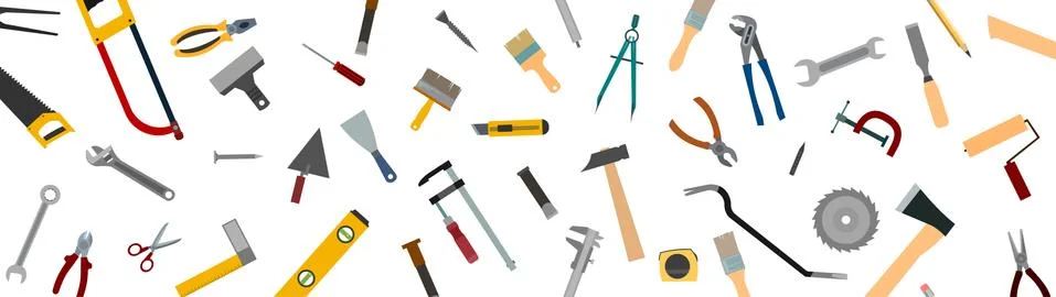 Tools background vector. Isolated on white. Instruments of a carpenter, joine Stock Illustration