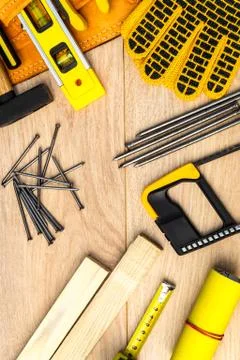Tools in the bag for carpentry and accessories. Stock Photos