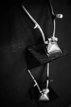 The tools of a Barber on the desktop Stock Photos