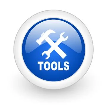 Tools blue glossy icon on white background. Stock Illustration