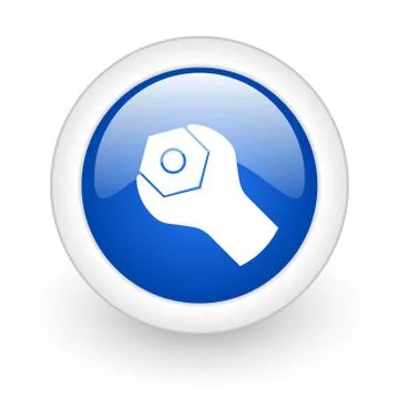 Tools blue glossy icon on white background. Stock Illustration