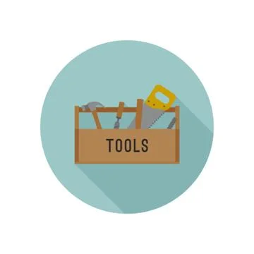Tools box flat icon. Stock Illustration