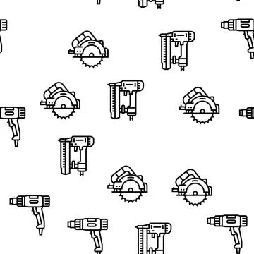 Tools For Building And Repair Vector Seamless Pattern Stock Illustration