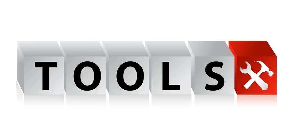 Tools button click here block text over white background イラスト素材