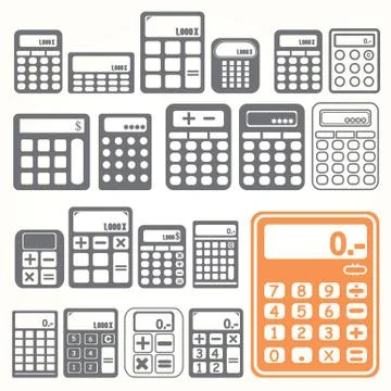 Tools calculator icons set Stock Illustration