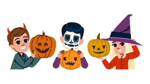 Tools carving pumpkin kid vector Stock Illustration