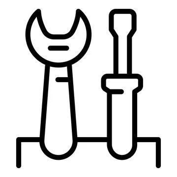 Tools chat support icon outline vector. Call service Illustrazione stock