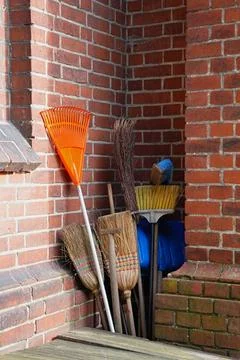 Tools for cleaning the yard. Stock Photos
