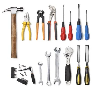 Tools collection isolated on white background Stock Photos