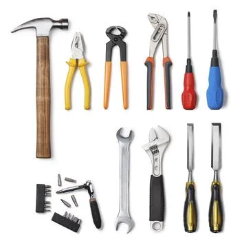 Tools collection isolated on white background Stock Photos