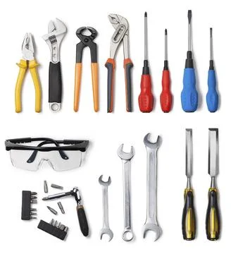 Tools collection isolated on white background Stock Photos