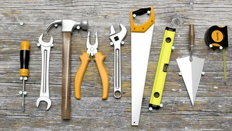 Tools Collection with white background Foto stock