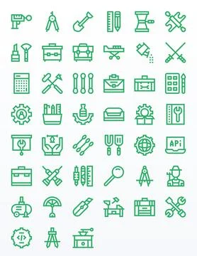 Tools Complete Vector Package with 45 256x256 Bold Line Editable Icons Illustration