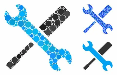 Tools Composition Icon of Round Dots Stock Illustration