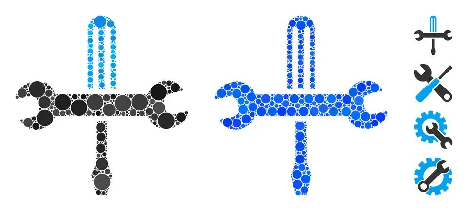 Tools Composition Icon of Round Dots Stock Illustration